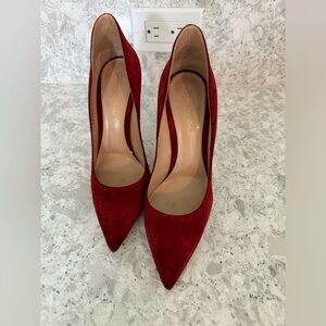 Gianvito Rossi red Suede Pointed Toe Pumps